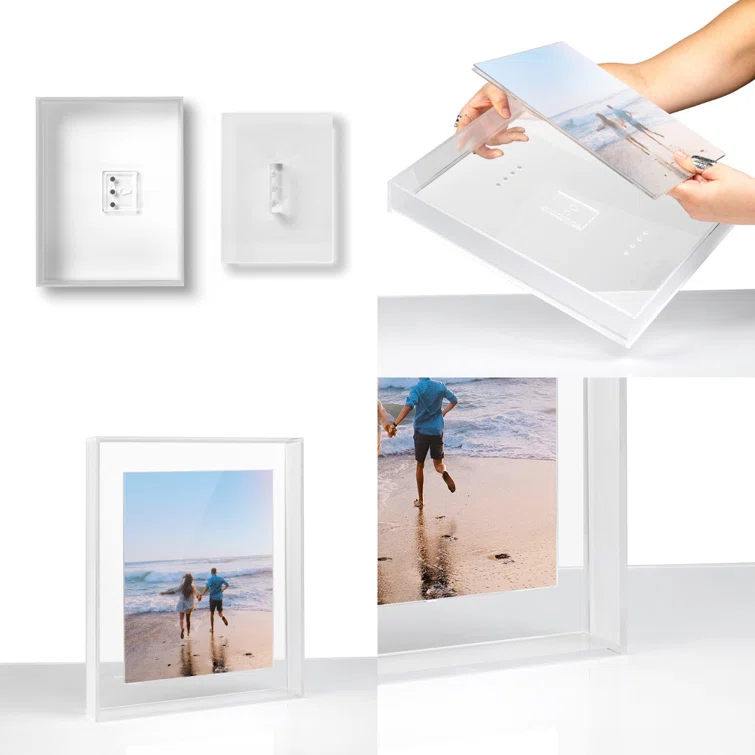 Float Frame for Tabletop or Wall with Magnetic Photo Holder