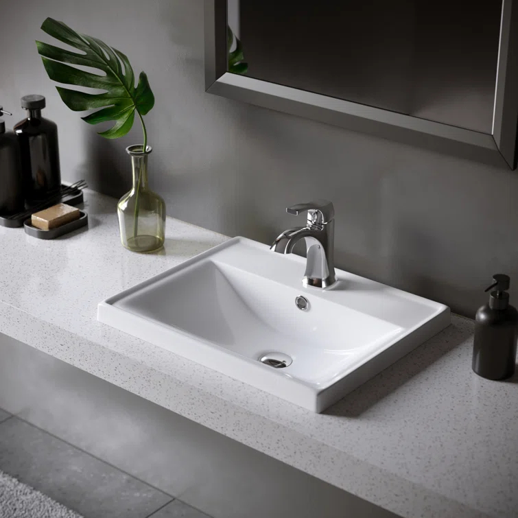 Karran Valera 20 In. Top Mount Vitreous China Rectangular Bathroom Sink With Overflow Drain