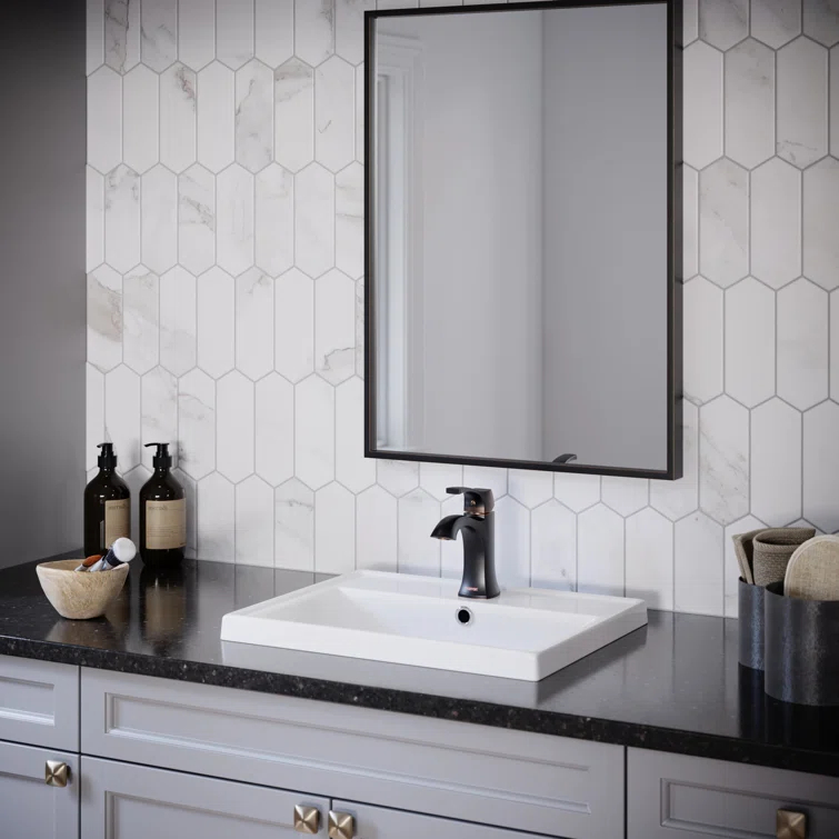 Karran Valera 20 In. Top Mount Vitreous China Rectangular Bathroom Sink With Overflow Drain