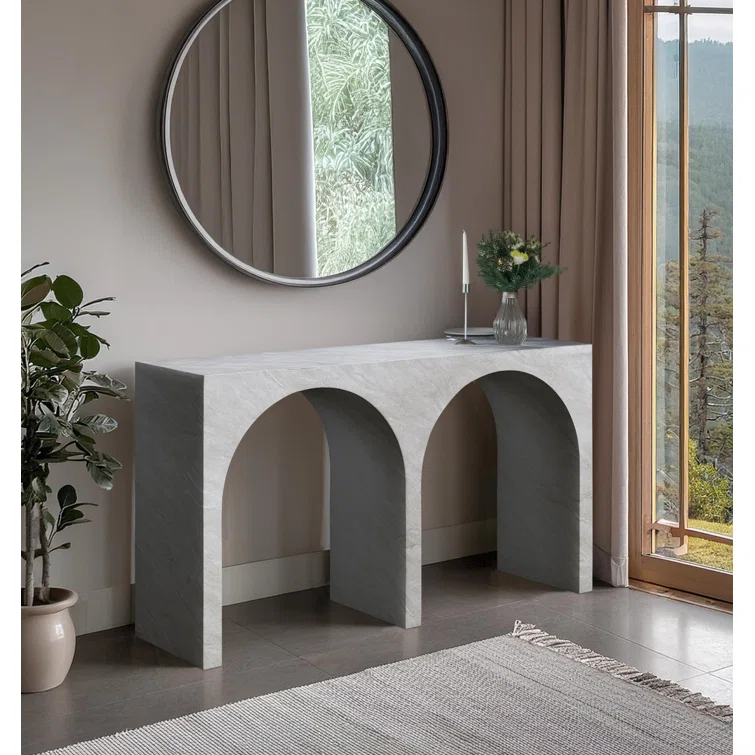 Meridian Furniture Faenza White Marble Finish Console Table