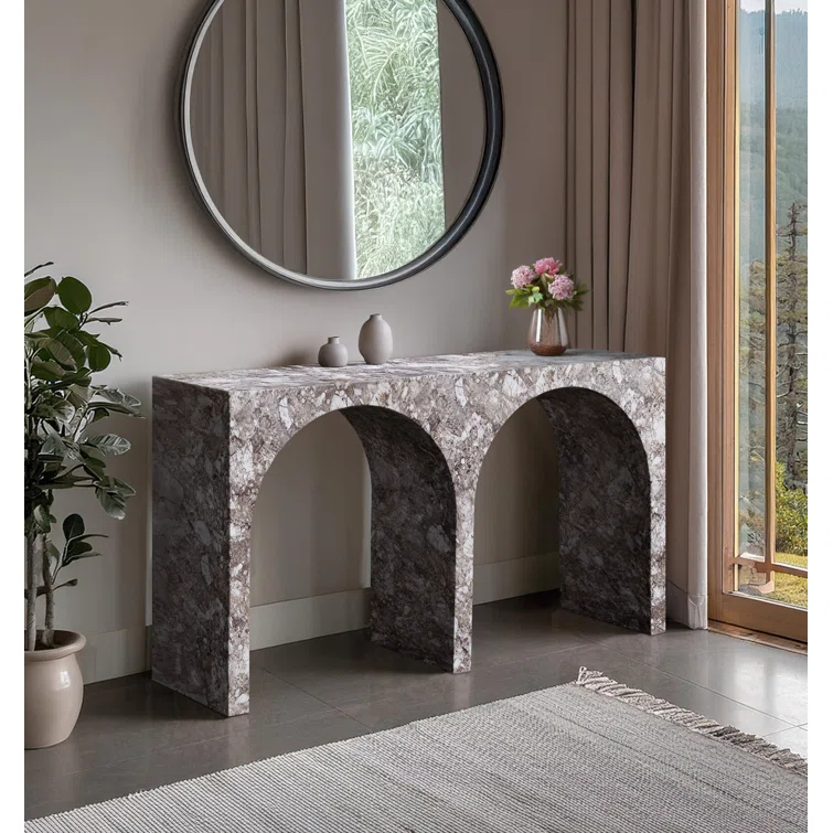 Meridian Furniture Faenza Brown Marble Finish Console Table
