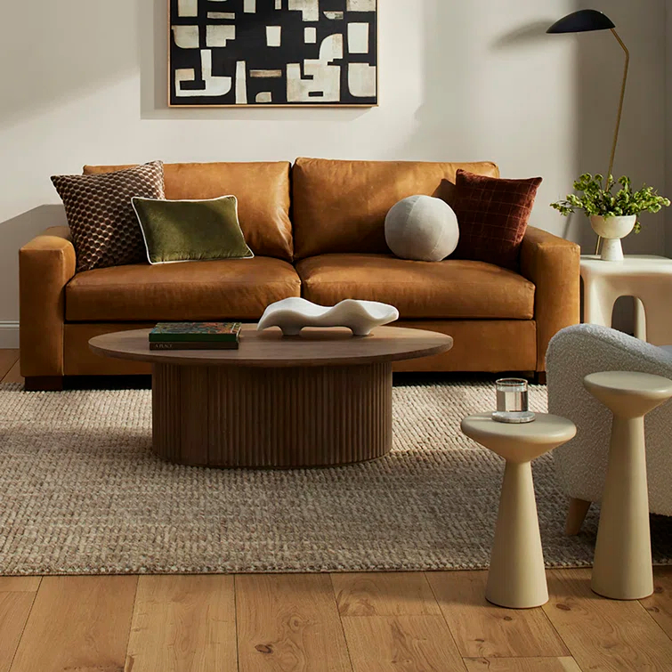 Dark Brown Oval Wood Lift-Top Coffee Table with Storage