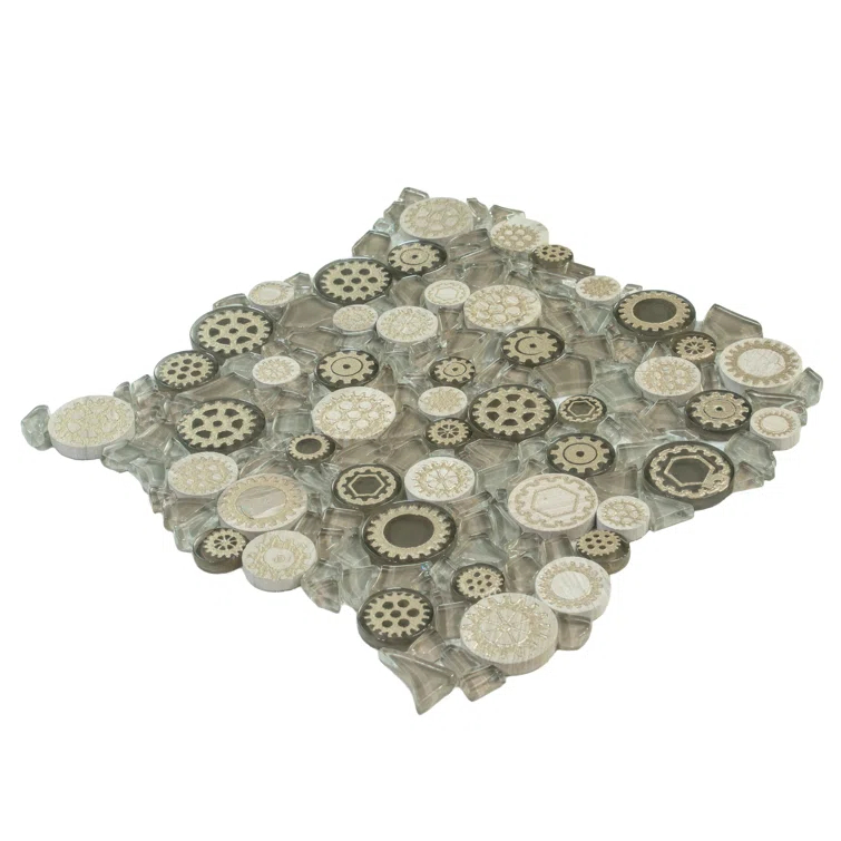 12" x 12" Glass Metal Look Mosaic Wall Tile