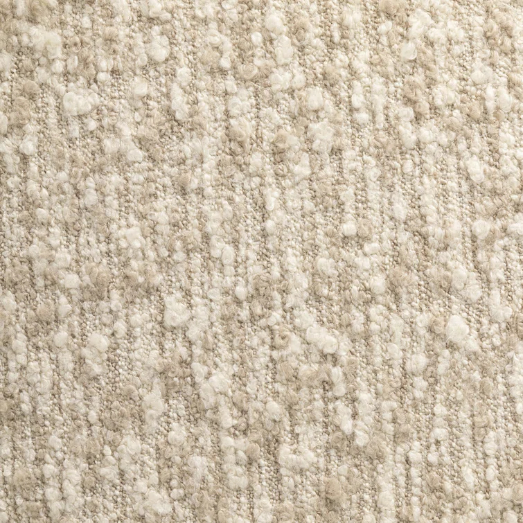 Solema Cream Upholstered Footstool with Wire-Brushed Parawood Base