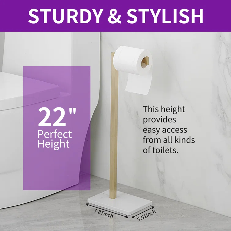 Free Standing Toilet Paper Holder with Weighted Base