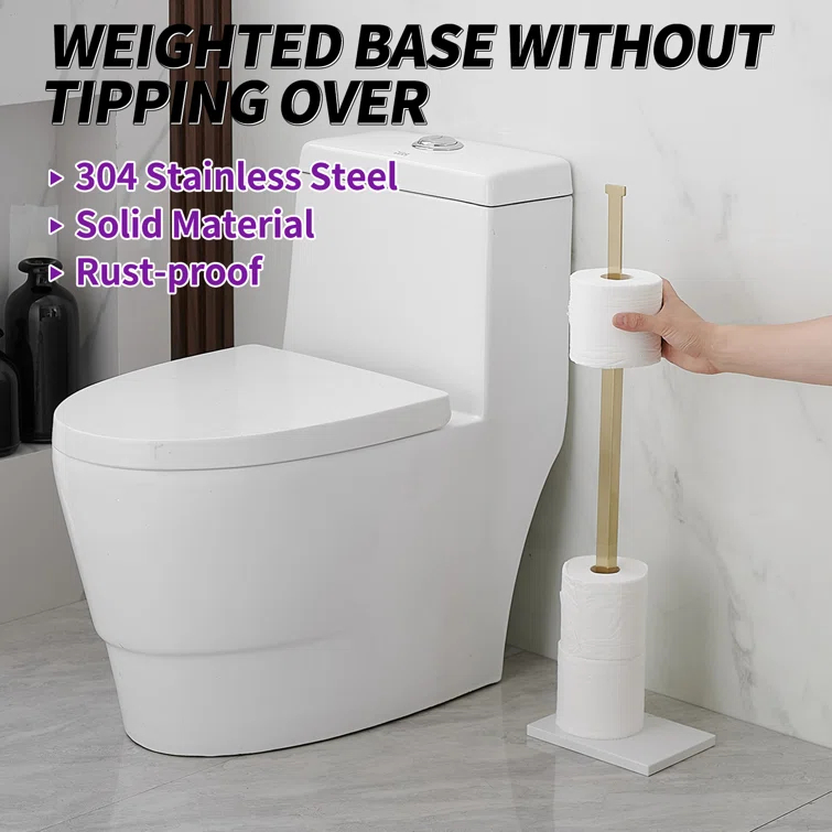 Free Standing Toilet Paper Holder with Weighted Base