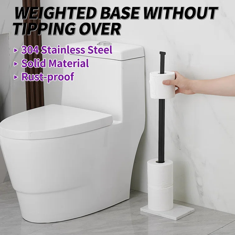 Free Standing Toilet Paper Holder with Weighted Base