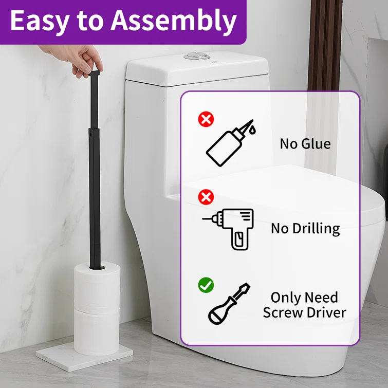 Free Standing Toilet Paper Holder with Weighted Base