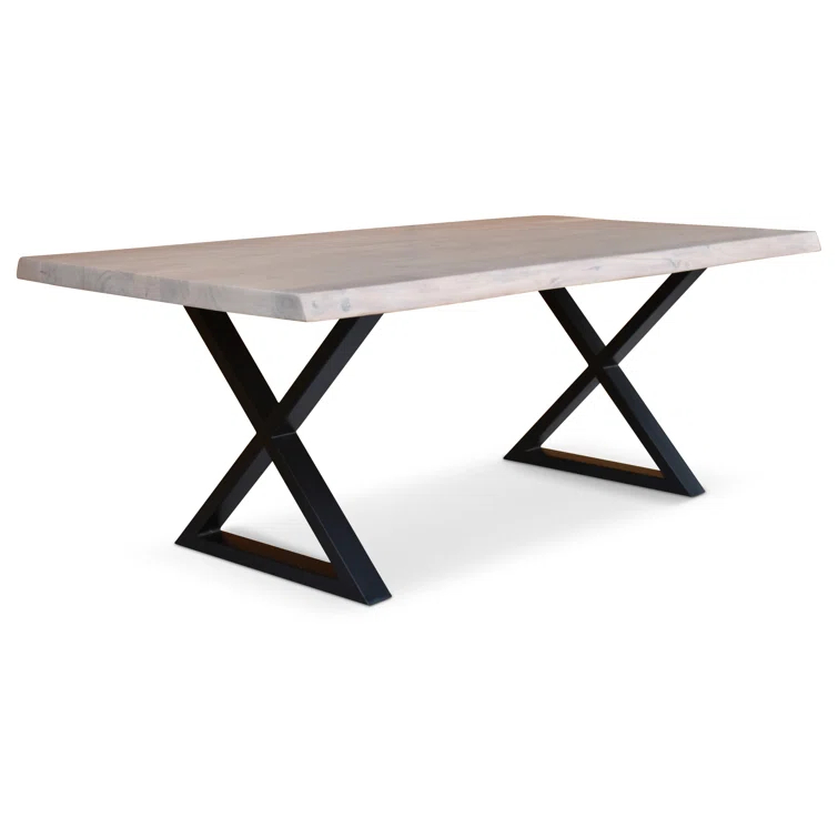 Brooks 92" White Wash Acacia Wood & Black Aluminum Dining Table