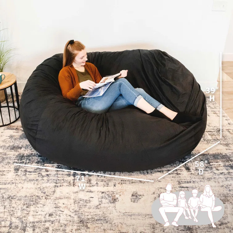 Big Joe Giant Foam Filled Bean Bag Sofa with Soft Removeable Cover