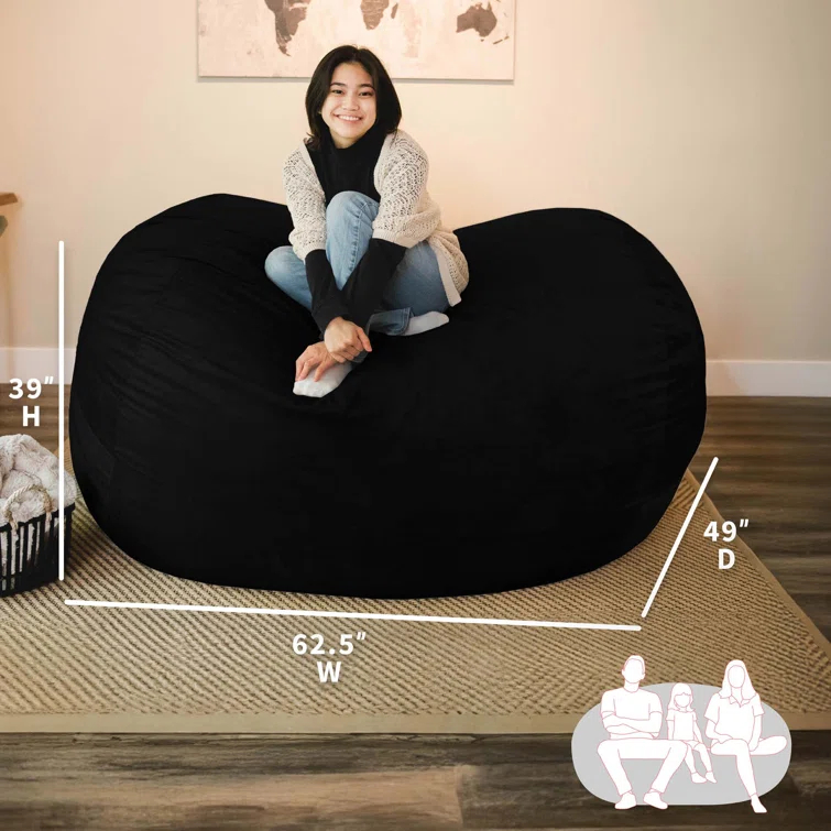 Big Joe Giant Foam Filled Bean Bag Sofa with Soft Removeable Cover