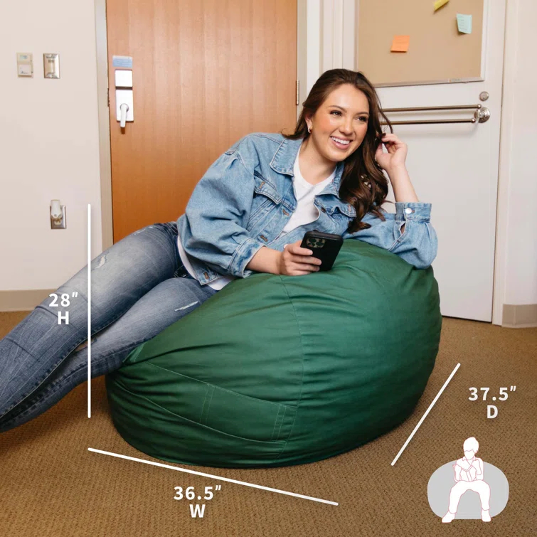 Big Joe Medium 3 Foot Foam Filled Bean Bag Chair with Soft Removeable Cover