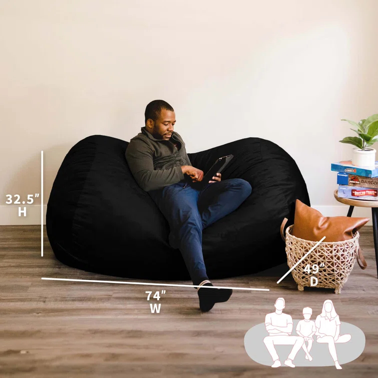 Big Joe Extra Large Memory Foam Bean Bag Sofa with Soft Removable Cover
