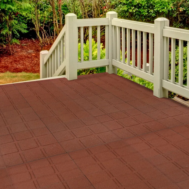 Pure Garden Deck Tiles 8-Pack - Dual-Sided Outdoor Flooring Tile - 28SQFT Rubber Pavers for Outside Patio, Garden Walkway, Balcony, or Shed