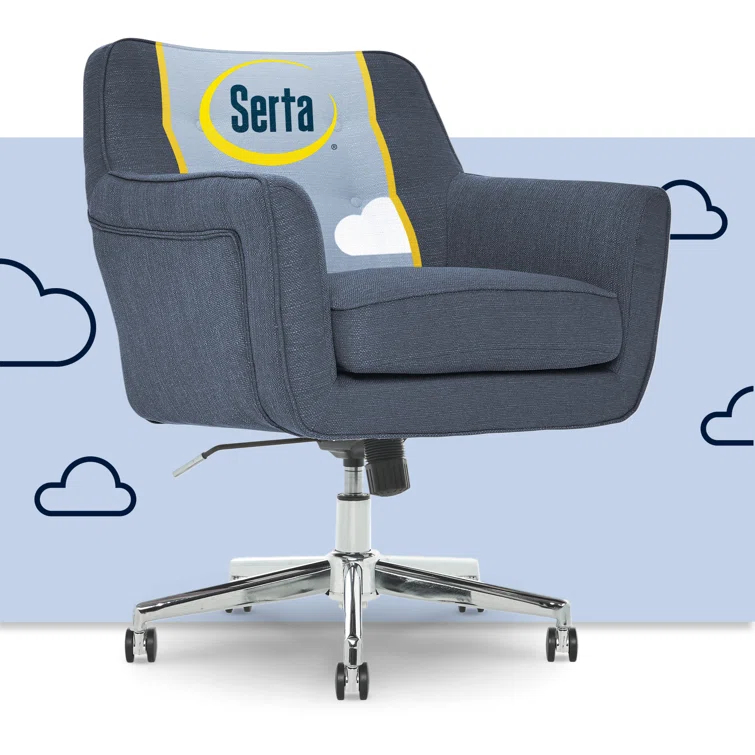 Serta Ashland Modern Office Chair, Mid-Back, Quality Memory Foam Cushion, Metal Base Chrome Finish