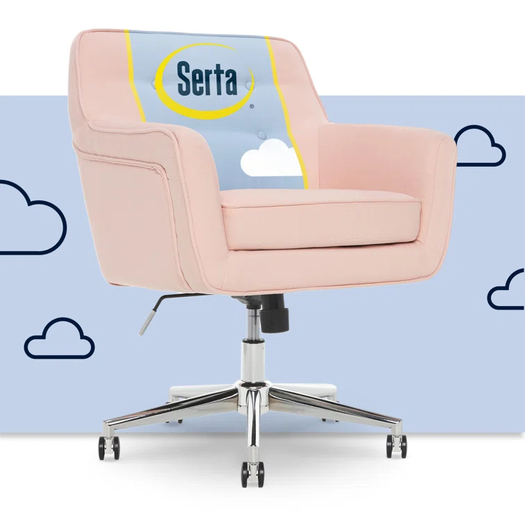 Serta Ashland Modern Office Chair, Mid-Back, Quality Memory Foam Cushion, Metal Base Chrome Finish