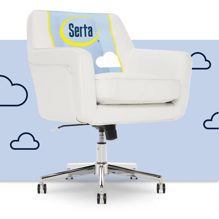 Serta Ashland Modern Office Chair, Mid-Back, Quality Memory Foam Cushion, Metal Base Chrome Finish