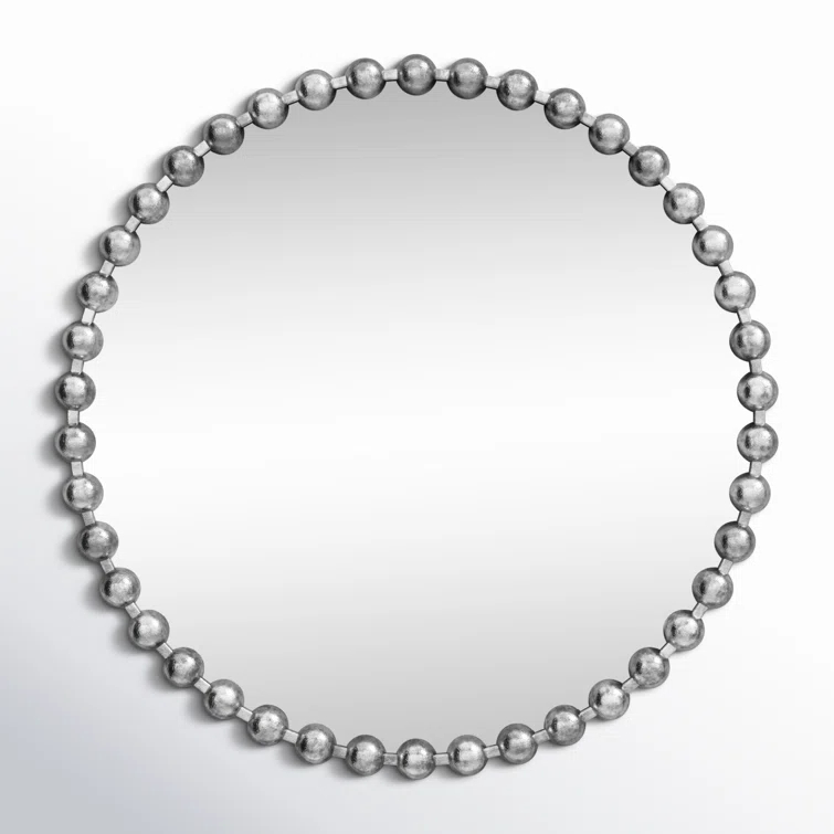Marlowe Beaded Round Metal Wall Mirror