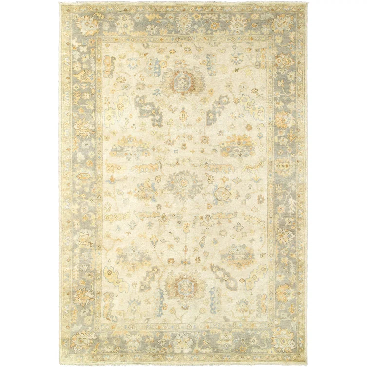 Palace Oriental Hand-Knotted Wool Beige/Gray Area Rug