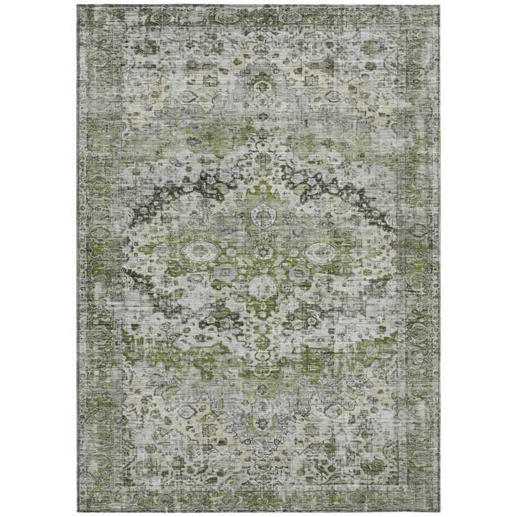 Machine Washable Indoor/Outdoor Chantille Aloe Rug