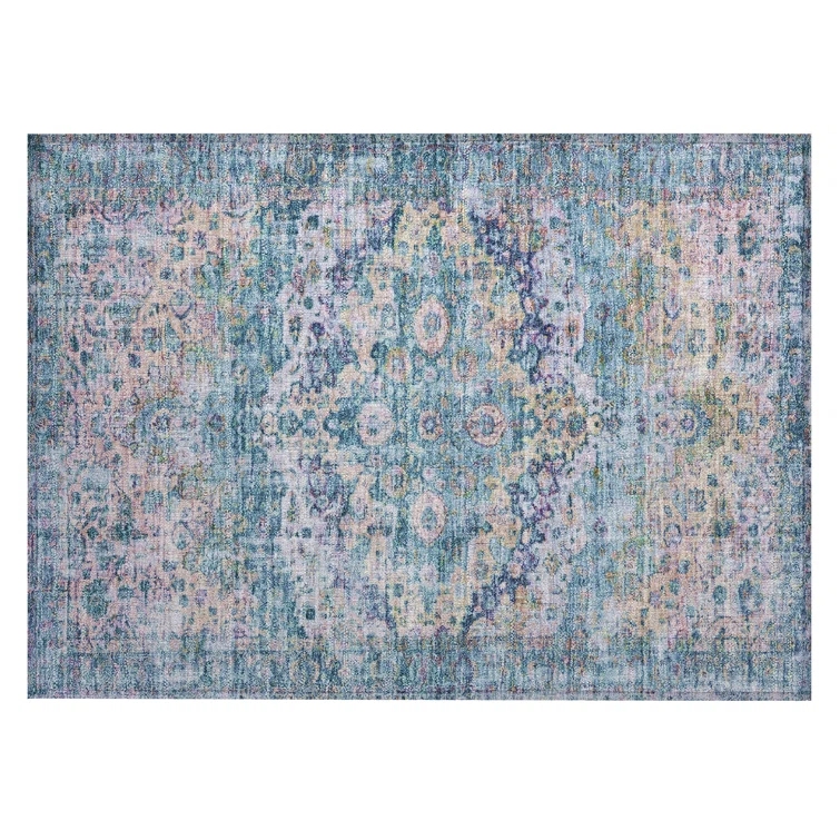 Machine Washable Indoor/Outdoor Chantille Denim Rug
