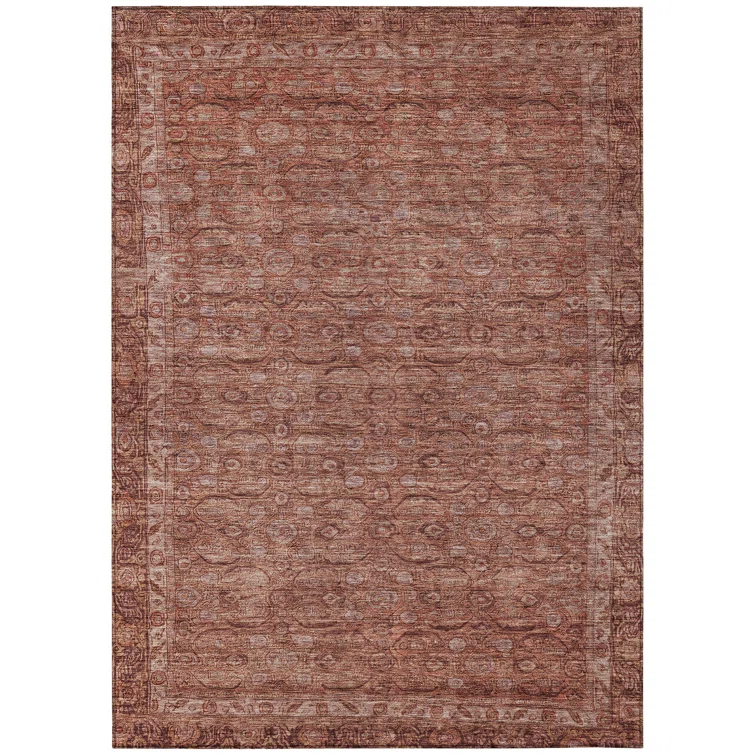 Machine Washable Indoor/Outdoor Chantille Terracotta Rug