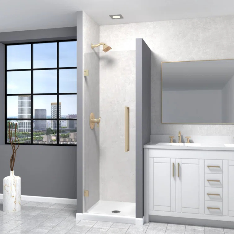Transolid Elizabeth 25-in W x 76-in H Hinged Shower Door with Clear Glass