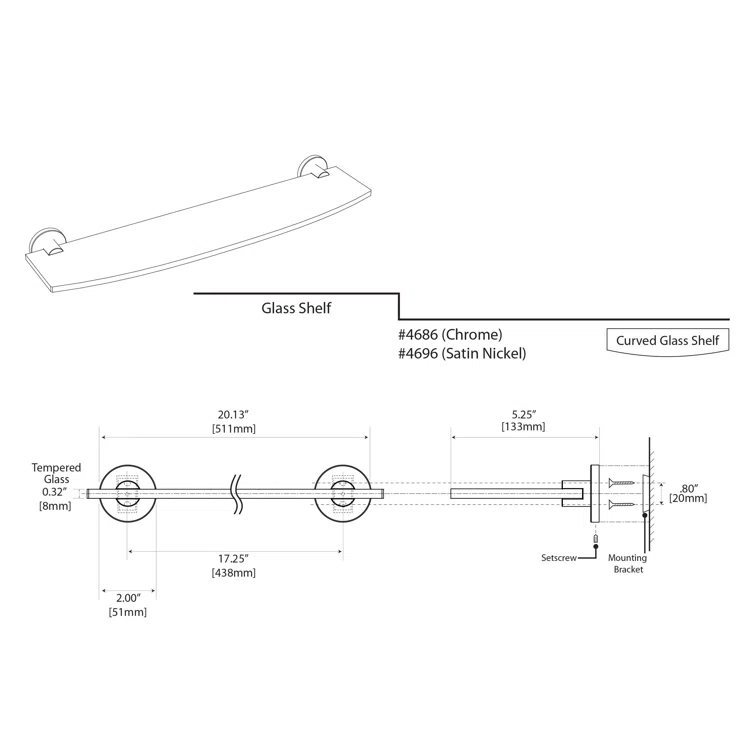 Channel Glass Bracket Shelf