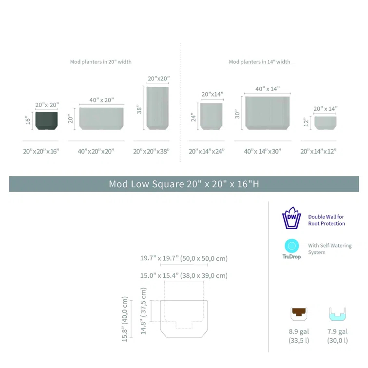 TruDrop Mod Self Watering Planter Box