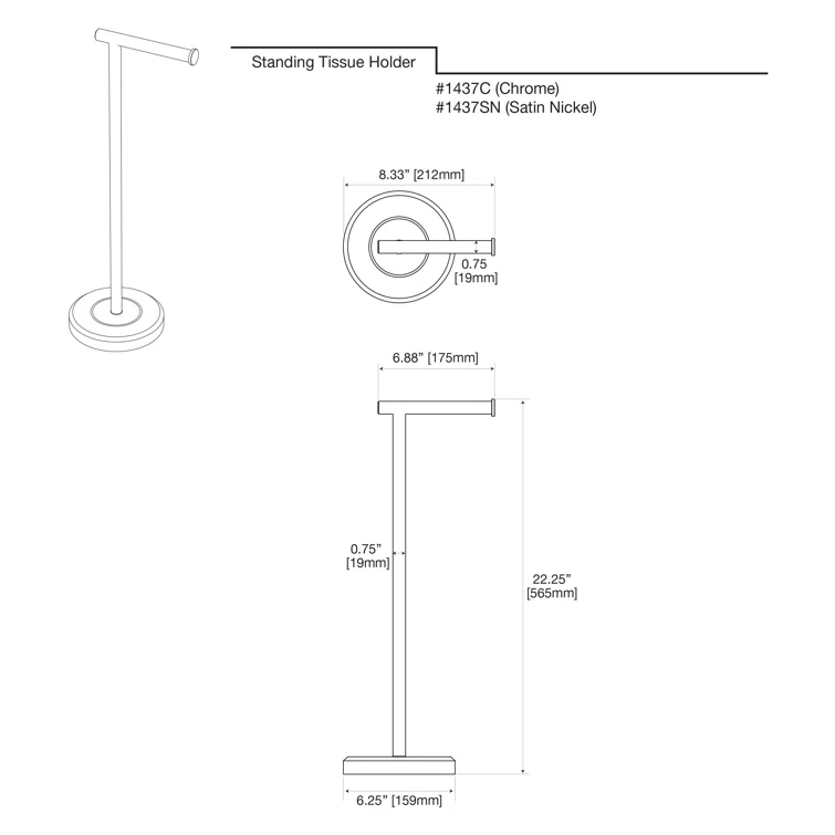 Latitude II Freestanding 22.25"H Toilet Paper Holder with Weighted Base