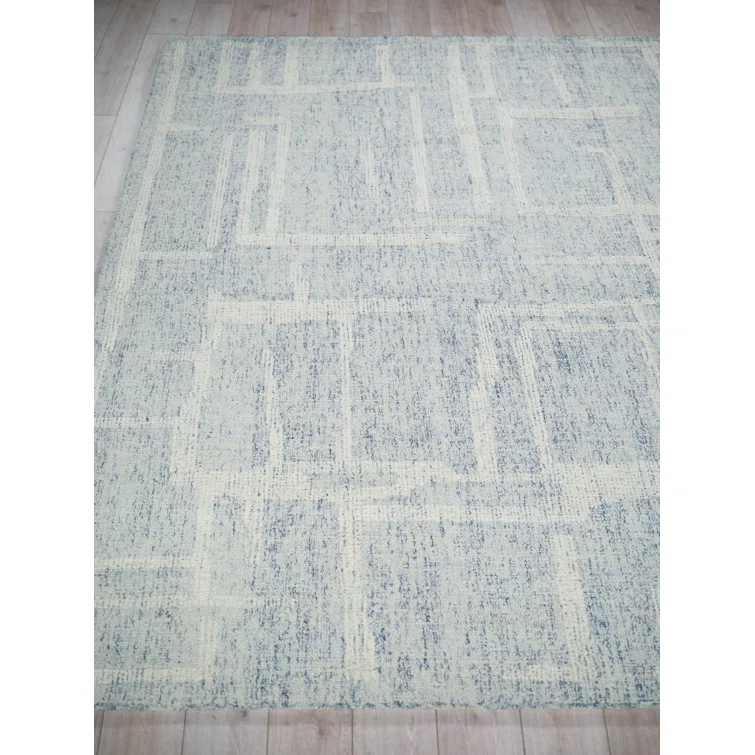 Breckenridge Handmade Hand Tufted New Zealand Wool Blue/Ivory Area Rug