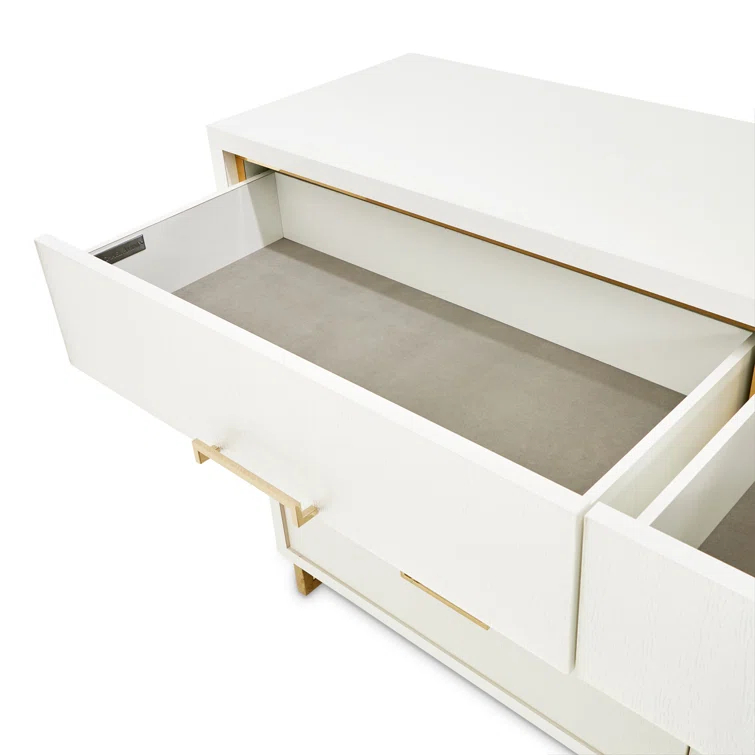 Palm Gate Dresser With Mirror - Cloud White