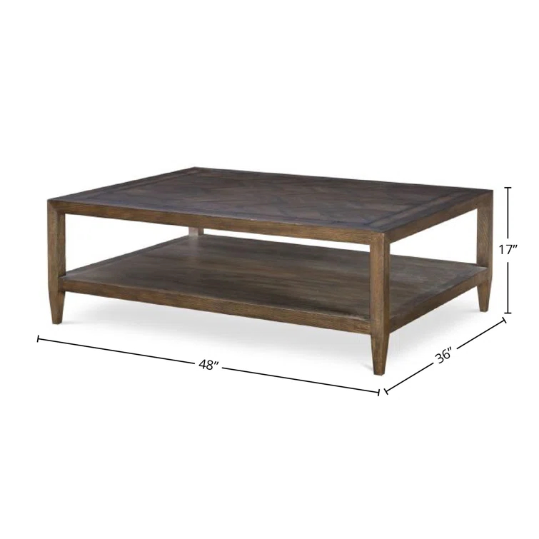 Dalton Rustic Brown Oak Cocktail Table with Herringbone Top