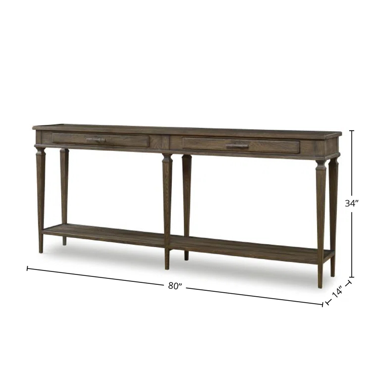 Aiden Brown Rustic Oak Console Table with Storage