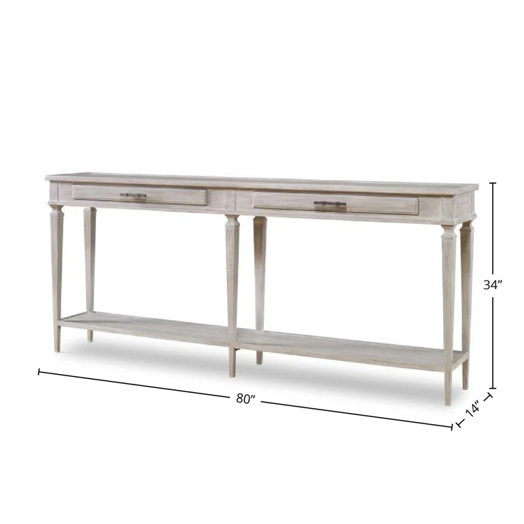 Aiden White Rustic Oak Console Table with Storage