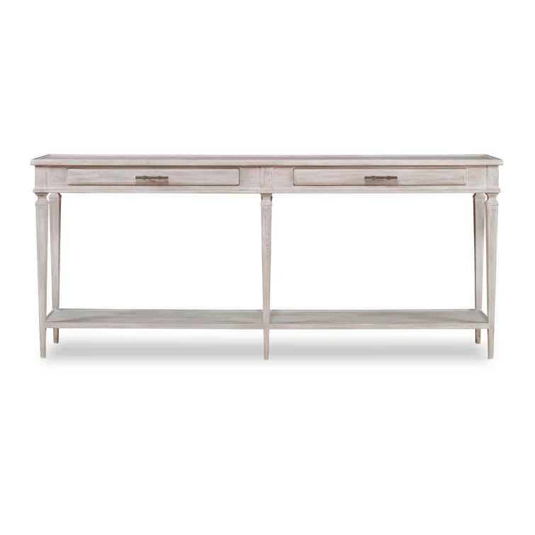 Aiden White Rustic Oak Console Table with Storage