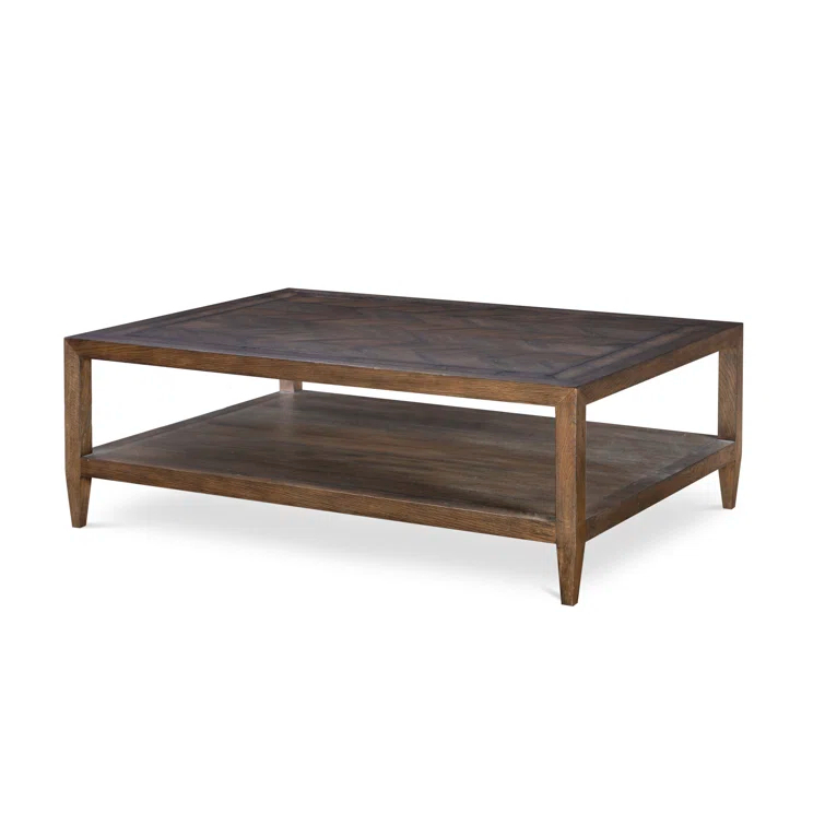 Dalton Rustic Brown Oak Cocktail Table with Herringbone Top