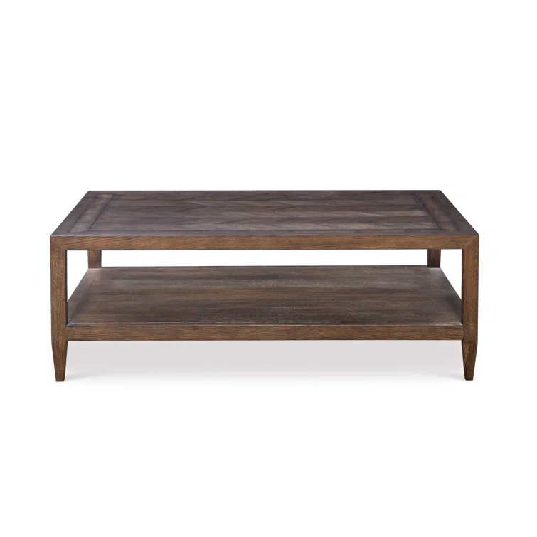 Dalton Rustic Brown Oak Cocktail Table with Herringbone Top