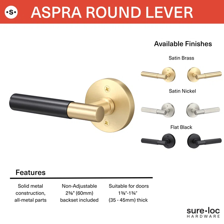 Aspra Round Passage Rosette, Straight Knurled Grip