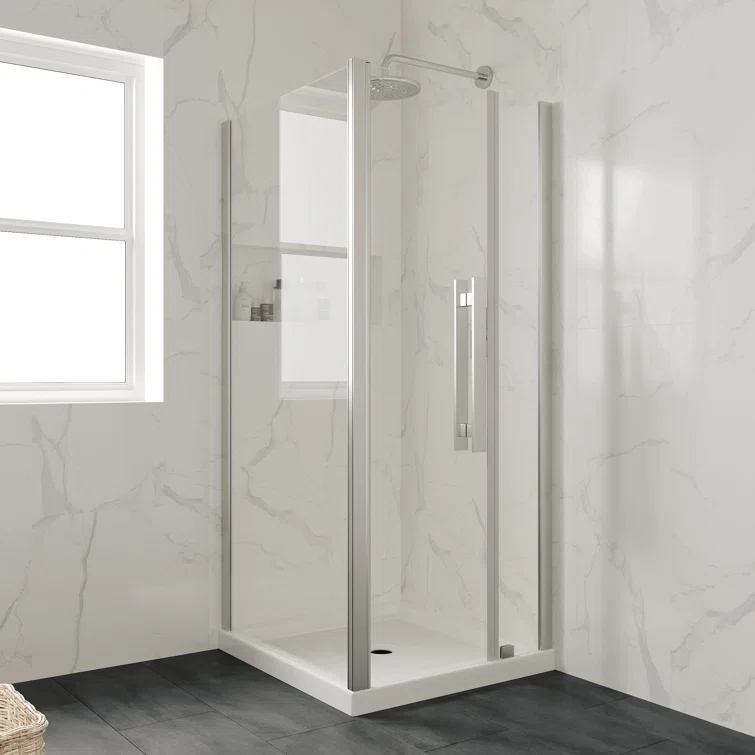 OVE Decors 36" x 32" Rectangle Shower Base Pan, White Acrylic, Center Drain, Reversible Design