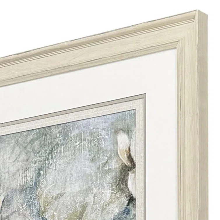 Distressed Ivory Wood Framed Waterlilies Canvas Print
