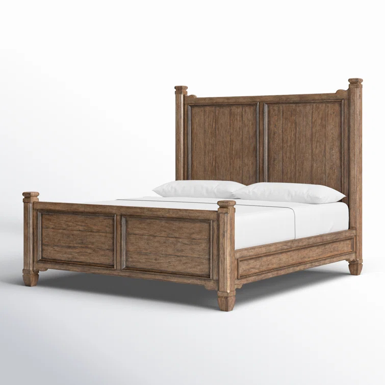 Rustic Brown Queen Wood Panel Bed with Headboard