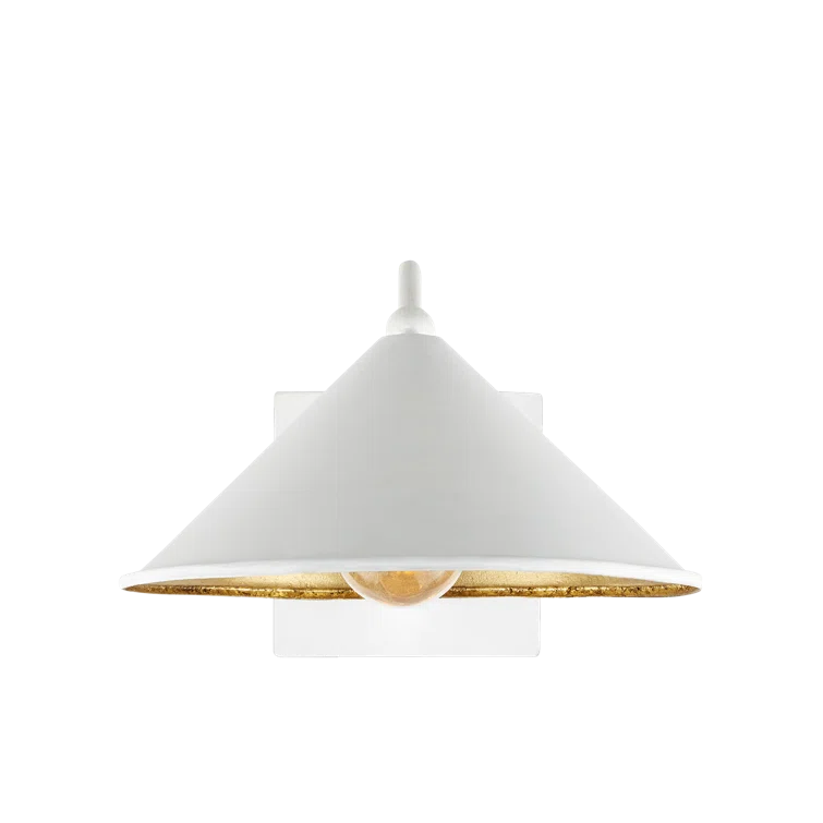White and Gold Wrought Iron Swing Arm Wall Sconce