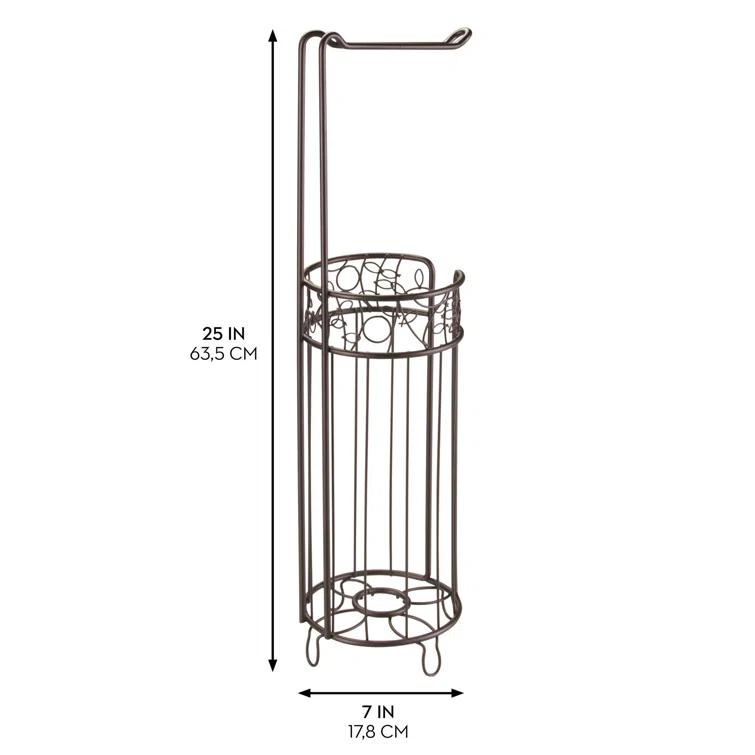 iDesign Twigz Steel Free-Standing Toilet Paper Storage Dispenser - 7" x 7" x 25", Bronze