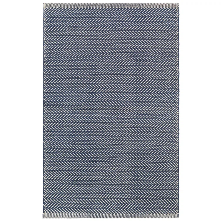 Herringbone Navy/Ivory Handwoven Indoor/Outdoor Rug