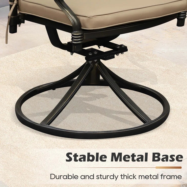 Outdoor Metal Swivel Dining Chairs Set Of 6, Outdoor Dining Rocker Chair With Cushion, Patio Dining Chair Patio Furniture For Garden, Backyard, Bistro
