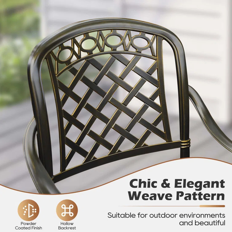 Outdoor Metal Swivel Dining Chairs Set Of 6, Outdoor Dining Rocker Chair With Cushion, Patio Dining Chair Patio Furniture For Garden, Backyard, Bistro