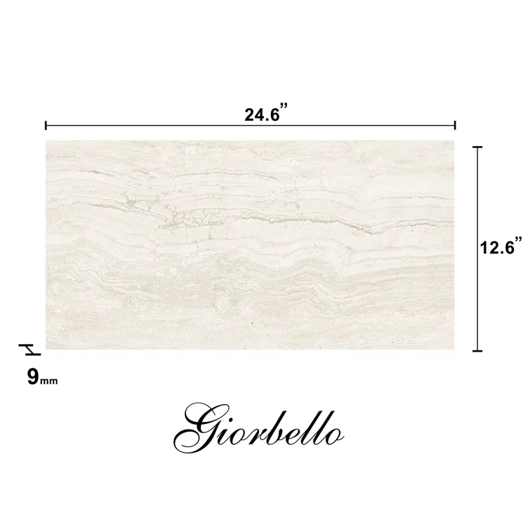 Spanish Marmol Porcelain 12" x 24" x 9mm Floor and Wall Tile Case(5 PCS, 10.76 Sq. Ft.)