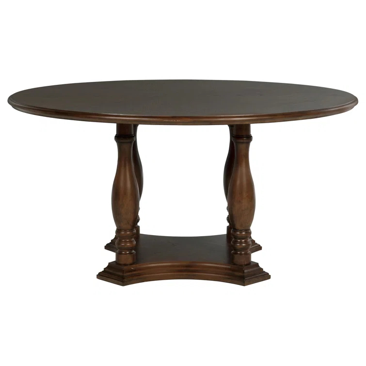 Landon 60-Inch Round Wood Pedestal Dining Table Rich Brown