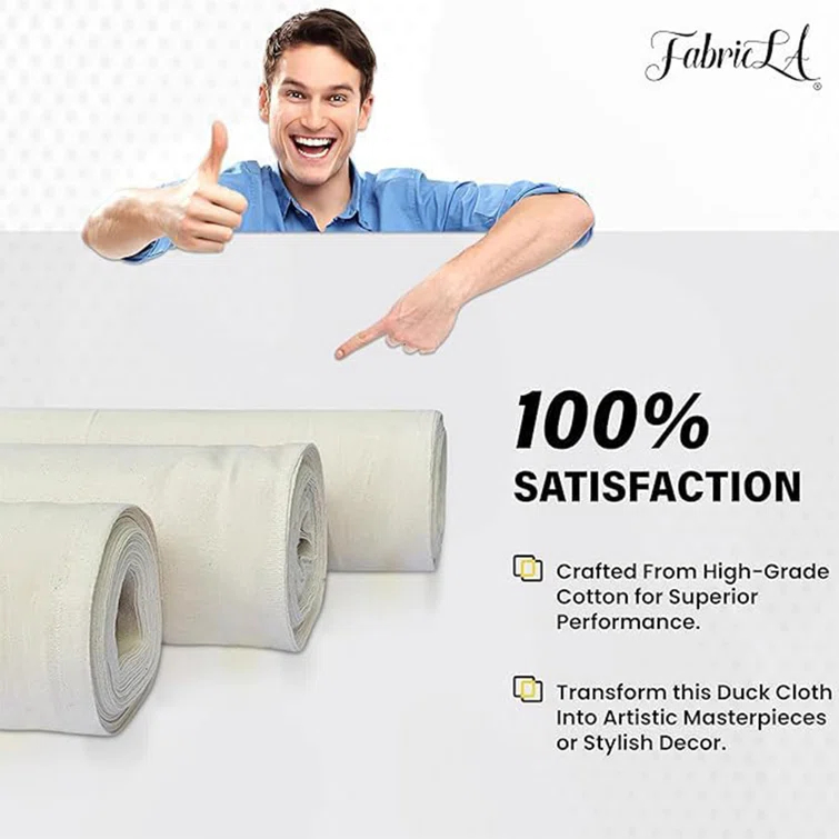 FabricLA Premium Duck Cloth Canvas Fabric lWide 2 Yards |